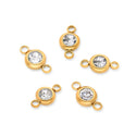 10pcs Grade A April Crystal Clear Birthstone Links, 18K Yellow Gold Plated Stainless Steel, Tarnish Resistant, 6mm, CCP35-4