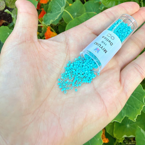 30g Miyuki Delica 11/0 Seed Beads Opaque Matte Rainbow Turquoise Blue DB878