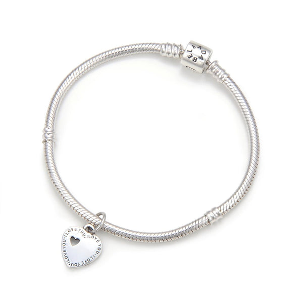 1pc Real 925 Sterling Silver You Me Love Heart Bead Charm Pendant, Compatible with Pandora All Other Charm Bracelets, EC4-D8