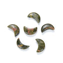 4pcs Natural Unakite Hand Carved Moon Gemstone, 18mm Loose Cut Stones, G3P-A4