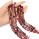 Natural Red Strawberry Quartz Gemstone Faceted Tube Beads, 12x7mm, Hole ID 1mm, 15 Inch/1 Strand, GZ8-10
