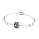1pc Real Solid Sterling Silver Owl Charm Wisdom Bead Cubic Zirconia CZ, Compatible with Pandora All Other Charm Bracelets, EC671