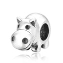 Cute Solid 925 Sterling Silver Happy Hippo Charm Hippopotamus Bead Fits Pandora All Charm Bracelets