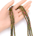 Natural Unakite Jasper Gemstone Cylinder Tube Beads, 13x4mm, Hole ID 1mm, 14.5 Inch/1 Strand, GH-H2