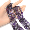 Natural Amethyst Purple Crystal Gemstone Faceted Tube Beads, 12x7mm, Hole ID 1mm, 15 Inch/1 Strand, GZ8-5