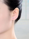1 pair 925 Sterling Silver 4mm Bezel Stud Earrings, Round Cut Cubic Zirconia CZ Diamond, Small Tiny, SSE76-4