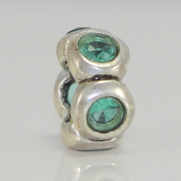 1pc Real 925 Sterling Silver Charm, May Birthstone Spacer Bead, Cubic Zirconia CZ Diamond Green Emerald Gemstone, Compatible with Pandora all Other Charm Bracelets, EC311
