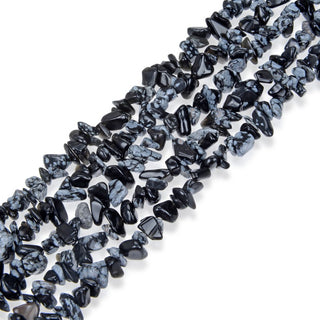 Natural Snowflake Obsidian Gemstones Chip Beads, Free Form, 5mm-8mm, Hole ID 1mm, 1 Strand/31 Inch, GZ1-20