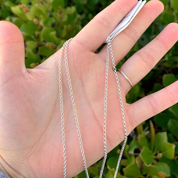 1pc 925 Sterling Silver Rolo Link Chain Necklace, Tarnish Resistant Rhodium Plated, 2mm, Length Selections: 16/18/20/26/28 inch