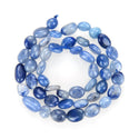 Natural Blue Aventurine Gemstone Oval Tumbled Pebble Beads, Irregular, 6mm to 8mm, Hole ID 1mm, 15 Inch/1 Strand, GZ11-29