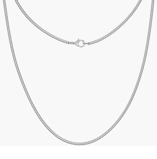 5pcs 304 Stainless Steel 2mm Diamond-Cut Cuban Curb Chain Necklaces (18 Inch/20 Inch/22 Inch)