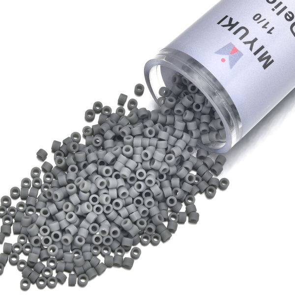 30g Miyuki Delica 11/0 Seed Beads, Opaque Matte Grey DB761