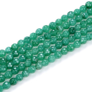 Natural Green Malaysia Jade Gemstone Faceted Round Beads, 10mm, Hole ID 1mm, 14 Inch/1 Strand, GH-G26
