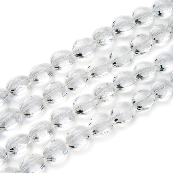 50pcs Creative Club Faceted Flat Oval Crystal Beads, Crystal Clear, 16x12mm/Large, Hole ID 1.1mm, CCO-1