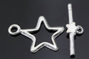1 Set 925 Sterling Silver Star Toggle Clasp, T-Bar Jewelry Closure, 20mm, SS27