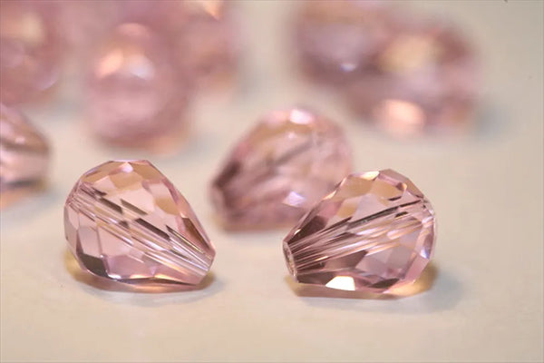24pcs Adabele Austrian Faceted Teardrop Crystal Beads #5500, Rosaline Pink, 8mm x 6mm, Hole ID 1mm, SST-803
