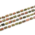 Natural Unakite Red Green Jasper Gemstone Faceted Tube Beads, 12x7mm, Hole ID 1mm, 15 Inch/1 Strand, GZ8-3