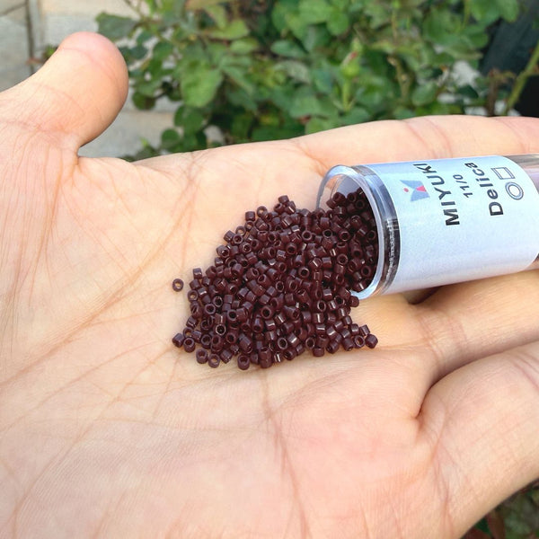 7.5g Miyuki Delica 11/0 Seed Beads, Opaque Dark Brown DB734