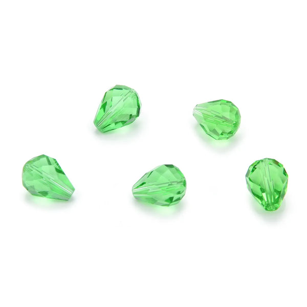 24pcs Adabele Austrian Faceted Teardrop Crystal Beads #5500, Peridot Green, 10mm x 8mm, Hole ID 1.1mm, SST-1016
