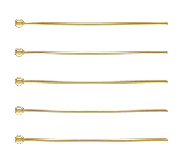 20pcs Real 1/20 14K Gold Filled Ball Head Pins Headpin, 24 Gauge/0.5mm, Length Selections: 1 inch/1.5 inch/2 inch