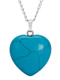 1pc You Are My Only Love Necklace, Natural Howlite Gemstone Large Heart Pendant, 26 Inch Surgical Stainless Steel Chain, GGP8-B4
