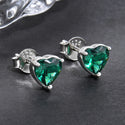1 Pair 925 Sterling Silver May Love Heart Birthstone Stud Earrings, 6mm/0.84 Carat Cubic Zirconia CZ Green Emerald Stone, SSE79-5