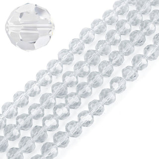 140pcs Creative Club Faceted Round Crystal Glass Beads, Crystal Clear, 8mm, Hole ID 1mm, CC2R801