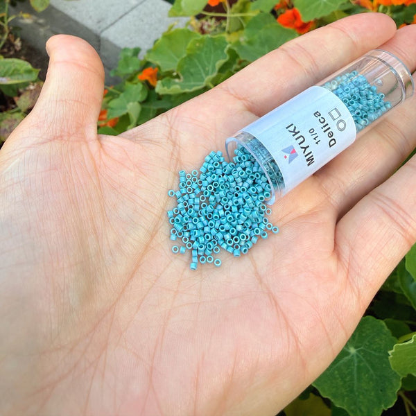 7.5g Miyuki Delica 11/0 Seed Beads, Matte Glazed Rainbow Nile Blue DB2315