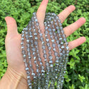 140pcs Creative Club Faceted Round Crystal Glass Beads, Silver Champagne, 8mm, Hole ID 1mm, CC2R829