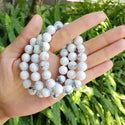 1 Strand Stretch Natural White Howlite Beaded Gemstone Bracelet, 10mm Bead, Length Selections: 7 inch/7.5 inch/8 inch/8.5 inch