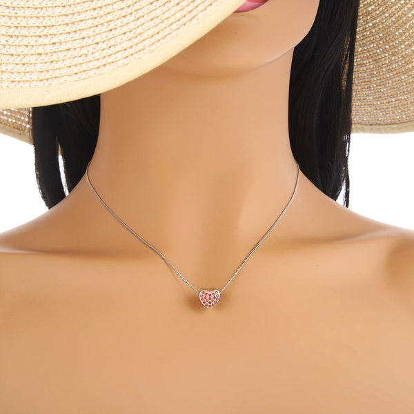 1pc 925 Sterling Silver Love Heart January Birthstone Bead Charm, Siam Red Garnet Cubic Zirconia CZ, 10mm, Hole ID 4.5mm, EC1-L1