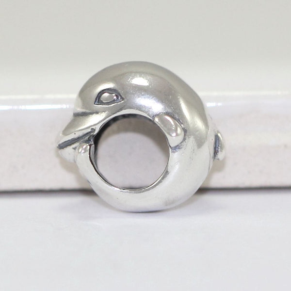1pc Real Solid Sterling Silver Dancing Dolphin Charm Bead, Compatible with Pandora All Other Charm Bracelets, EC14