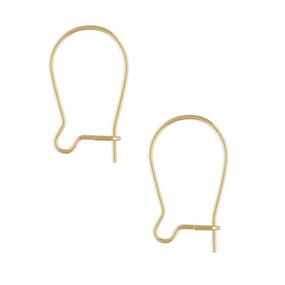 10pcs Real 1/20 14K Gold Filled Kidney Earring Hooks, 16mm, Thin 0.5mm/24 Gauge, JK1-N5