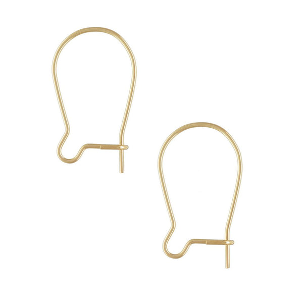 10pcs Real 1/20 14K Gold Filled Kidney Earring Hooks, 16mm, Thin 0.5mm/24 Gauge, JK1-N5