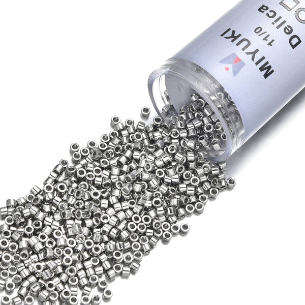 30g Miyuki Delica 11/0 Seed Beads, Opaque Palladium-Plated DB38