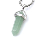1pc Natural Green Aventurine Gemstone Pendant Necklace, 18 Inch Surgical Stainless Steel Chain, GGP-C17