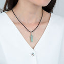 1pc Natural Green Aventurine Gemstone Pendant Necklace, 18 Inch Leather Cord Jewelry, GGP-H8