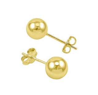 1 Pair 925 Sterling Silver Ball Post Stud Earrings, Real 18K Yellow Gold Plated Ball Ear Studs, Size Selections: 3mm/4mm/6mm/8mm