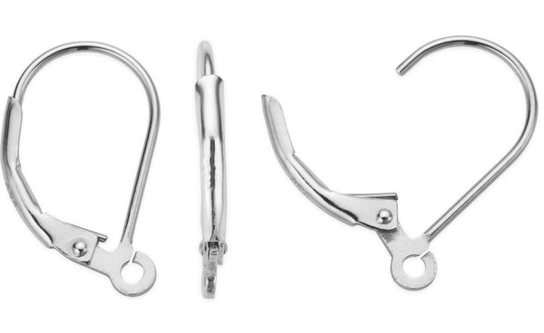 10pcs 925 Sterling Silver Leverback Earring Hooks, Tarnish Resistant Rhodium Plated, Open Ring, 17mm, SS8-3