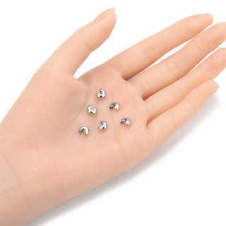 100pcs Crimp Bead Knot Covers, Crimp End Caps, 18K White Gold Plated Brass, Size Selection: 3mm/4mm/5mm/6mm