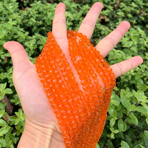 200pcs Creative Club Faceted Round Crystal Glass Beads, Orange Sun, 6mm (0.24 inch), Hole ID 1mm, CC2R612