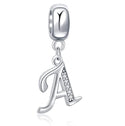 1pc 925 Sterling Silver Letter A, Alphabet Charm Pendant Drop, 18mm Long, Hole ID 4.5mm, EC3-A1
