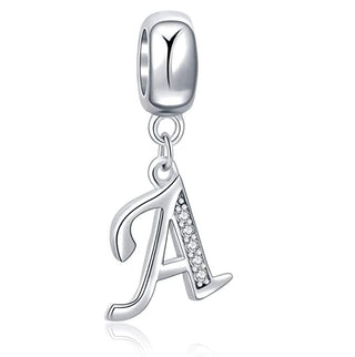 1pc 925 Sterling Silver Letter A, Alphabet Charm Pendant Drop, 18mm Long, Hole ID 4.5mm, EC3-A1