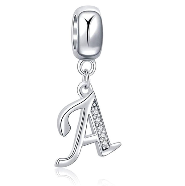 1pc 925 Sterling Silver Letter A, Alphabet Charm Pendant Drop, 18mm Long, Hole ID 4.5mm, EC3-A1