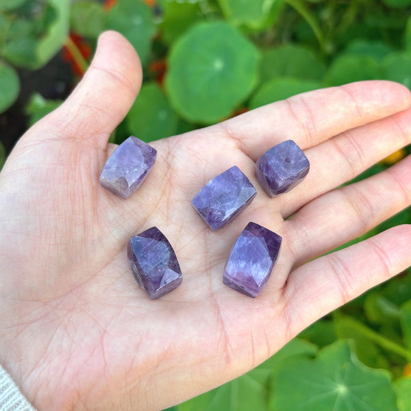 10pcs Natural Amethyst Purple Crystal Gemstone Faceted Cylinder Tube Beads, 12-18mm, Hole ID 1mm, GZ9-2