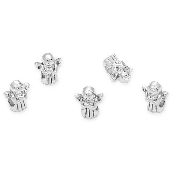 20pcs Cute Love Angel Large Hole Beads, Hole ID 4.5mm, Antique Silver, Zinc Alloy Metal, MEC-D4