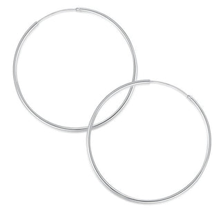 1 Pair Real 925 Sterling Silver Round Circle Hoop Earrings, 50mm/2 Inch, Large, SSE86-5
