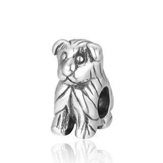 Cute Real Solid Sterling Silver Golden Retriever Dog Charm Puppy Bead, Compatible with Pandora...