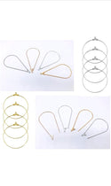 50pcs Kite Shape Beading Hoops, Sterling Silver Plated Brass, 0.7mm/21 gauge, 58mm Long, CF130-4