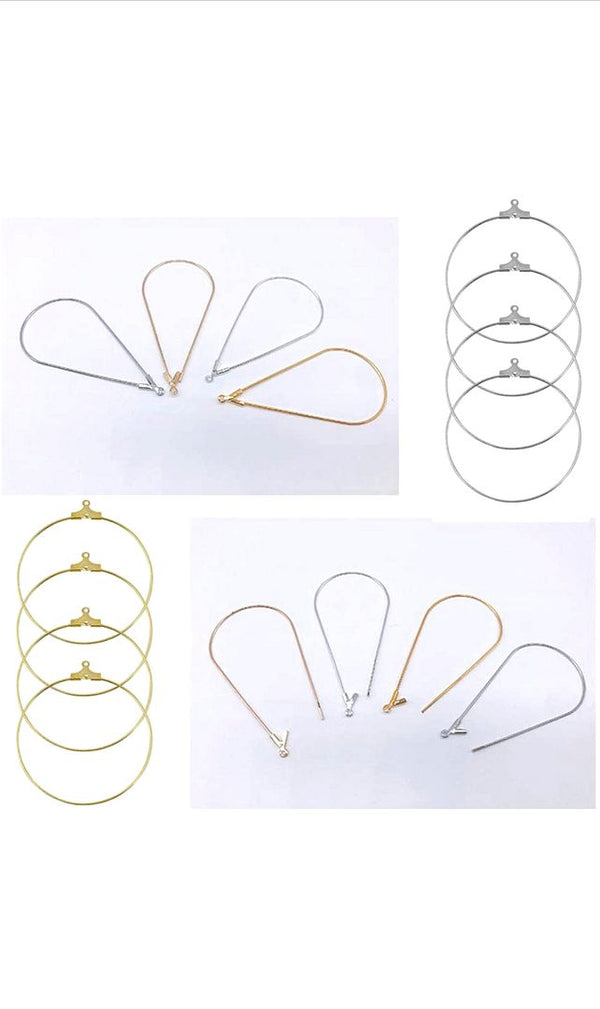 50pcs Teardrop Beading Hoops, Sterling Silver Plated Brass, 0.7mm/21 gauge, 50mm Long, CF130-1